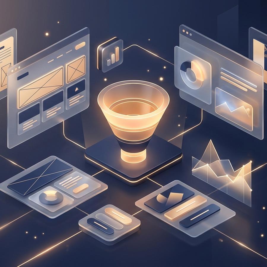 Minh họa hệ thống landing page chuyển đổi cao và nhận diện thương hiệu số